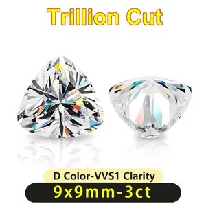Detailopname van trillion geslepen moissaniet D kleur VVS1 3 karaat