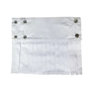 White pleated decorative detachable shirt cuffs for women with silver snap buttons