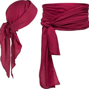 Wine red pirate headscarf and matching waist sash set for medieval costume accessories