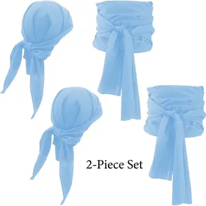 Set de 2 accessoires de costume de pirate bleu clair avec bandana et ceinture de taille
