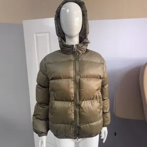 High-end unisex hooded winter puffer jacket in metallic bronze for cold protection