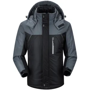 Chaqueta de invierno acolchada para hombre con capucha en negro y gris