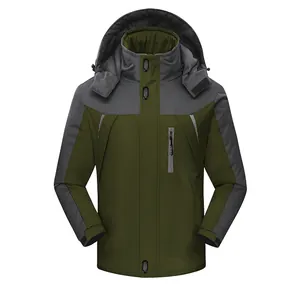 Chaqueta de invierno de alta calidad con capucha para hombre, cortavientos verde gris