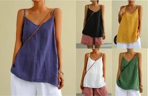 Breathable women's linen camisole tank top in multiple summer colors
