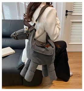 Quirky donkey-shaped canvas crossbody bag for women with creative animal design