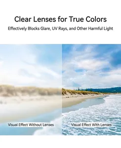 Comparación visual de lentes polarizadas de gafas de sol retro para usar en playa