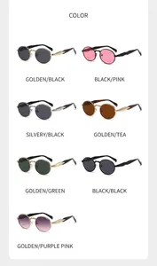 Muestra detallada de varias opciones de color para estas gafas de sol ovaladas de metal