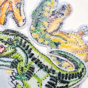 Detailed cartoon dinosaur embroidery patches for kids clothing decoration and repair