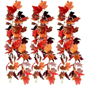 1,8m kunstmatige herfst esdoornblad slinger met rode en oranje bladeren decoratie