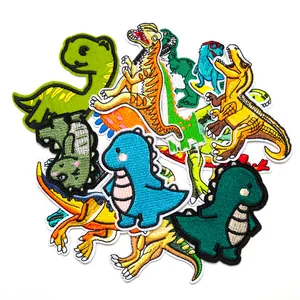 Collection of colorful cartoon dinosaur embroidered patches for DIY clothes decoration and repair