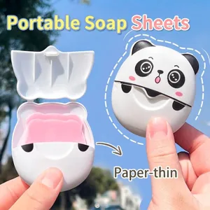 Feuilles de Papier Savon Portables Panda Voyage Lavage des Mains Mini Flocons de Savon Jetables Avec Boîtier en Plastique Nettoyage Camping