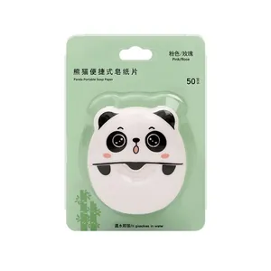 Papier de savon portable Panda 50 feuilles pour voyage extérieur et lavage mains