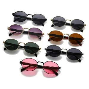 Colección de gafas de sol ovaladas de metal vintage en varios colores para moda mujer