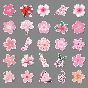 Set mit 25 rosa Kirschblüten-Aufklebern mit wasserfesten floralen Designs