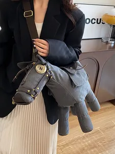 Creative donkey-shaped canvas crossbody bag featuring unique and quirky design style