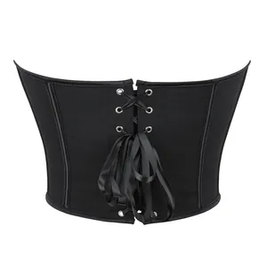 Dettaglio dell'allacciatura regolabile sul retro del corsetto in rete nera traspirante
