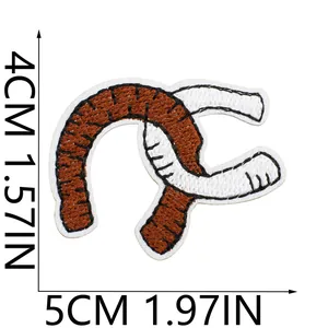 Dimensions of brown western cowboy embroidery patch showing 5cm width and 4cm height