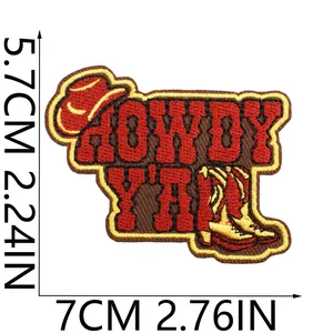 Detailed view of Western cowboy embroidery patch with 7x5.7cm dimensions info