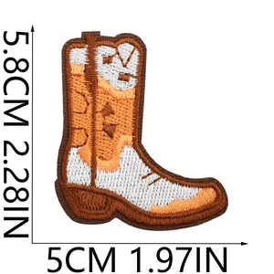 Western cowboy boot embroidery patch showing dimensions 5.8x5cm for DIY craft