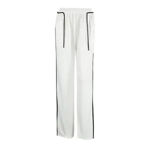 Pantalon de jogging blanc pour femme avec rayures latérales noires et cordon de serrage