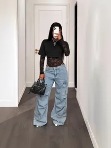 Sexy Lace Patchwork Bodysuit For Women Long Sleeve Hollow Out Knit Body Suit Round Neck Elegant Party Clubwear Jumpsuit