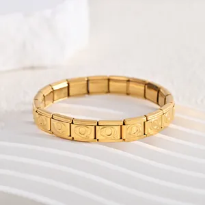 Elegantes vergoldetes italienisches Modular-Armband aus Edelstahl mit Prägung