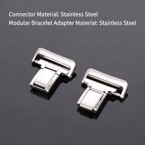 Pair of durable stainless steel modular watch strap connectors and adapters