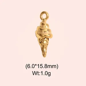 Detailed view of the vintage gold ice cream pendant charm with size and weight specs.