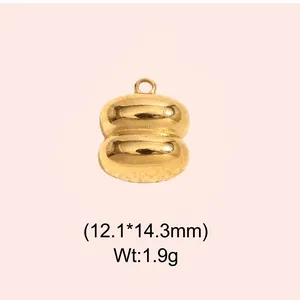 Detailed view of vintage gold stainless steel double bead charm for jewelry making