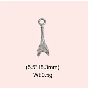 Vintage stainless steel Eiffel Tower charm detail with size and weight specifications