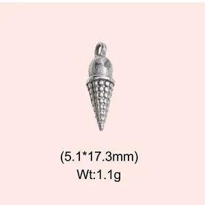 Vintage stainless steel pendant detail with dimensions 5.1x17.3mm and weight 1.1g