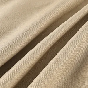 Macro view showing the soft texture and diagonal weave of khaki frosted velvet fabric
