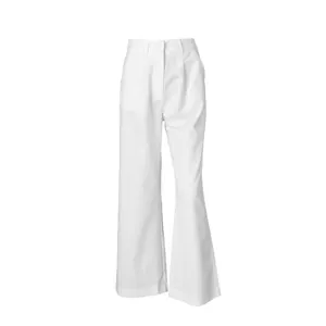 Front view of white high-waisted wide-leg trousers for casual chic styling