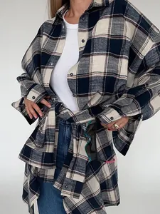 Oversized geruit flanellen overhemd jack voor een casual herfst- en winterstijl