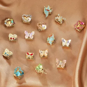 Breloques de bracelet modulaires DIY italiennes avec motifs papillon et cœur en cristal