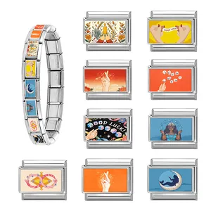 Charms per bracciali modulari fai-da-te in acciaio inossidabile stile italiano colorati