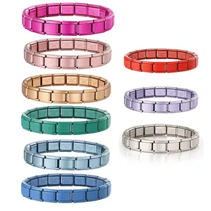 Bracciali modulari in acciaio inossidabile opaco in vari colori per gioielli fai-da-te