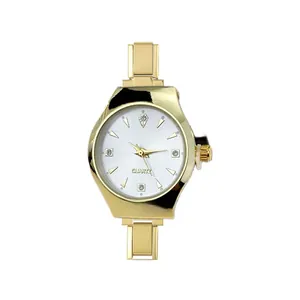 Elegant gold Italian modular charm watch with white sunray dial and quartz movement