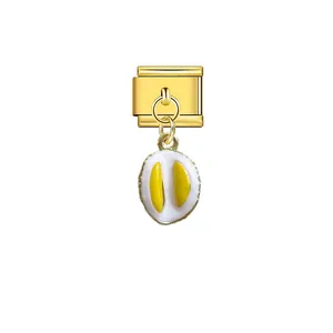Detailed view of a cute cartoon fruit Italian link charm pendant for DIY jewelry