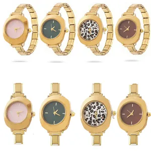 Collection of vintage gold modular link watches for women with assorted fashion dials