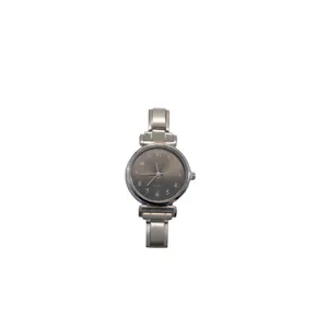Elegant minimalist silver stainless steel quartz watch with grey dial for men and women