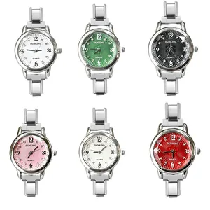 Elegant women's quartz watches featuring rhinestone dials and silver link bracelets