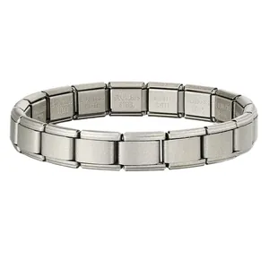 Bracciale modulare italiano grigio opaco di qualità in acciaio inox per styling unisex