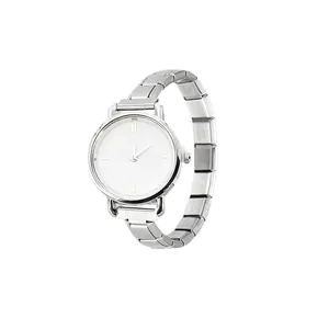 Silver stainless steel Italian modular bracelet quartz watch for unisex fashion