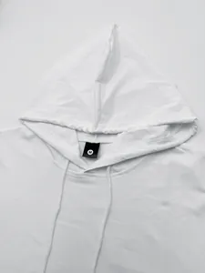 Detailed view of a white quick-dry sleeveless hooded tank top showing the M size tag.