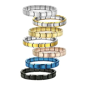 Italian Modular Bracelet 18K Gold Plated Stainless Steel Composable DIY Link Bracelet For Men Women Fashion Hand Jewelry