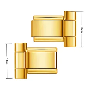 Detailansicht eines goldfarbenen modularen Uhrenarmband-Verbinders mit Maßen