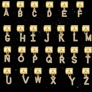 Edelstahl Strass Englischer Buchstaben Anhänger Modulares Charm Für DIY Armband Herstellung Goldfarbenes Schmuckzubehör Damen