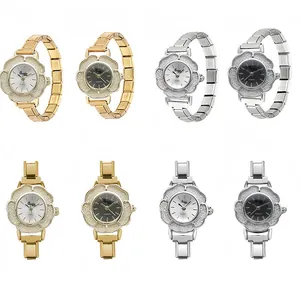 Damen Mode Kamelie Quarzuhr Edelstahl Abnehmbar Blumengehäuse Elegantes Vielseitiges Kleid Armbanduhr Für Mädchen