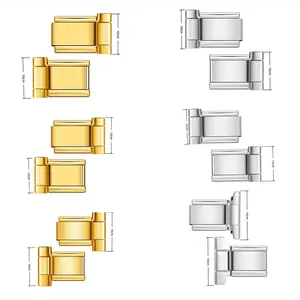 Connettore per Cinturino in Acciaio Inossidabile Modulare Componenti di Collegamento per Bracciale Charm Italiano Fai da Te per Riparazione Orologi Gioielli 10mm 12mm 14mm Un Paio